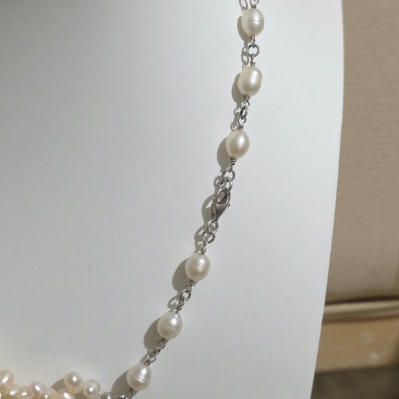 Genuine Baroque Pearls With A Silver 925 Lobster Claw Clasp 16 In - Picture 5 of 6